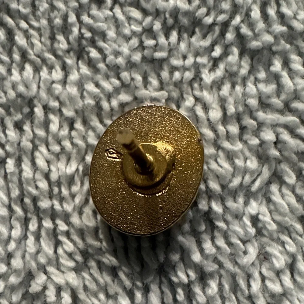 VTG Tiger Eye Gold Tone Lapel Pin Tie Tack Mid Century Cabochon MCM Dapper Gents